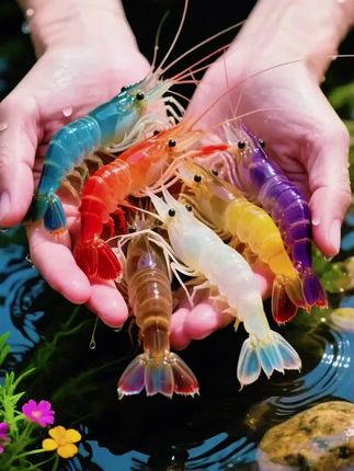 五彩鳌虾:鱼缸里的“色彩小霸王” 想给鱼缸添点不一样的活力?试试五彩鳌虾!它身披渐变彩甲,红、蓝、紫等色彩交织,爬动时虾钳张合超有气势,观赏性直接拉满。 不仅颜值高,还好养活。对水质适应性强,普通中性水就能养,喂食也不挑,冻红虫、虾粮都爱吃。平时喜欢躲在沉木或陶罐下,偶尔出来“巡视领地”,小动作特别有趣,新手也能轻松驾驭。 #五彩鳌虾 #观赏虾 #水族宠物 #新手养虾#养鱼