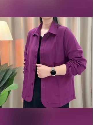 FH秋季纯色长袖短外套休闲透气女装显瘦女士时尚百搭韩版妈妈装#上衣穿搭 @电商小助手 @抖音小助手
