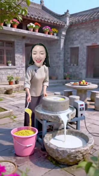 小磨子那个一推,滴溜溜那个转#磨豆浆