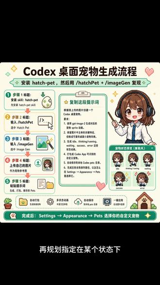 创建桌面电子宠物 通过 CodeX 创建一只电子宠物,支持 windows, mac 系统,也可以生成动画和2D游戏素材
#Agent #CodeX #OpenAI #粥宝ovo #小米粥ovo