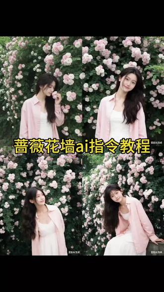 蔷薇花墙ai指令教程 豆包蔷薇花墙p图指令 豆包蔷薇花墙指令#ai指令花海#豆包人物写真ai指令#蔷薇花墙ai指令#豆包ai #豆包出大片有两把刷子