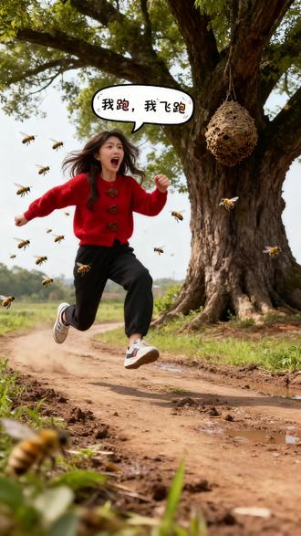 #我在抖音拍特效 #捅马蜂窝 #AI调皮鬼捅马蜂窝特效