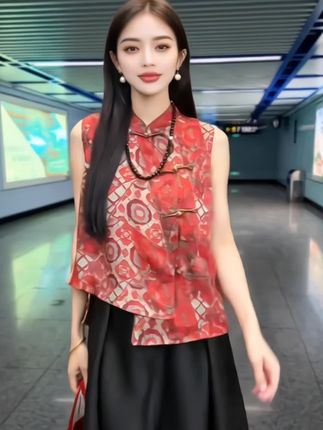 新国风中式无袖百搭上衣马甲 国风新中式,无袖百搭上衣女装,夏季新款气质衬衣,国风立领马甲#马甲 #新国风 #无袖 #百搭 @巨量千川 @抖音小助手