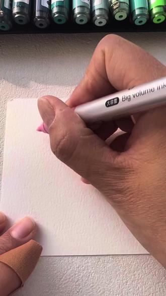 一分钟画玫瑰花#画画其实很简单 #画画过程 #马克笔手绘 #玫瑰花丛中 #跟着抖音学画画