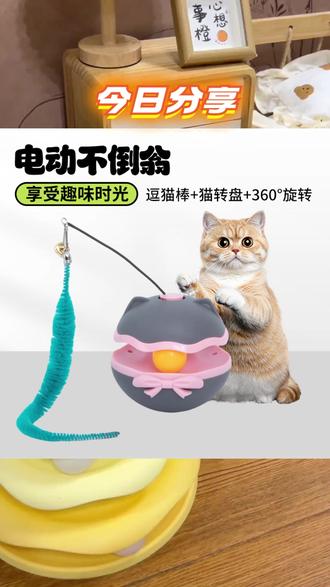 #猫咪玩具 #电动转盘 #自嗨玩具 #益智猫玩具 #不倒翁猫咪 猫咪电动转盘球自嗨益智玩具不倒翁款幼猫互动玩具