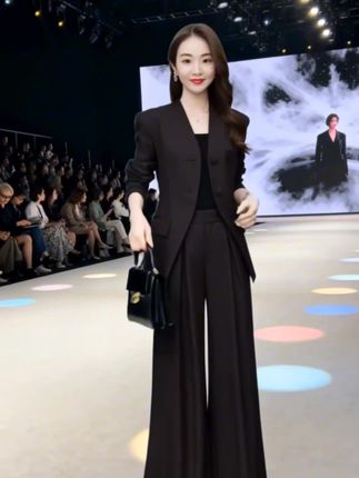 三件套西装套装女,春季新款高腰阔腿裤高级西服外套女人味气质套装#气质女神穿搭 #高端大气 #减龄显瘦穿搭 #优雅气质 #美搭尽显女神范@DOU+小助手