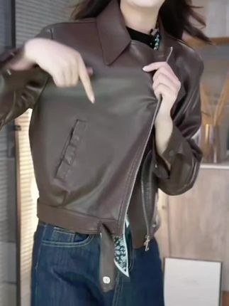 秋季现货!休闲宽松显瘦时尚短款洋气百搭小皮衣#女装穿搭