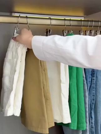 【2·9/10个】 裤夹子家用无痕不锈钢多功能带挂钩裙子裤子收纳衣架#每日分享
