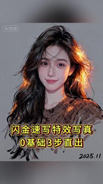 超火的闪金速写特效写真,0绘画基础也可以做成,来试试看吧#闪金 #闪金速写 #闪金写真 #即梦ai #闪金速写教程