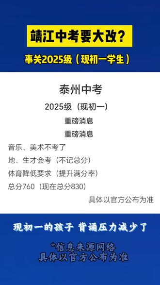2026靖江中考改革了吗?事关初一#靖江教育#靖江同城#靖江家长必读#靖江初中#靖江