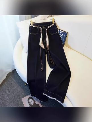 妙臻2025秋季显瘦丹宁风牛仔九分烟管裤女奶奶裤直筒裤女新款女裤#裤子穿搭
