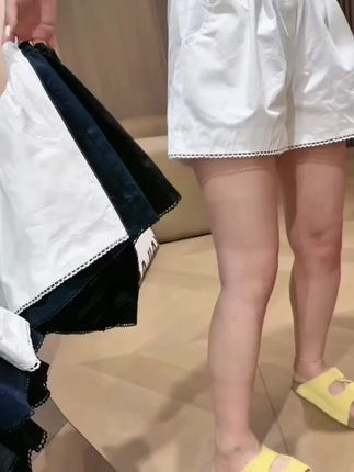 【纯棉-做过洗水-后期不缩水】松紧腰小花边女夏新款高腰阔腿短裤 #短裤穿搭 #短裤 #夏季穿搭 #小清新穿搭 #纯棉