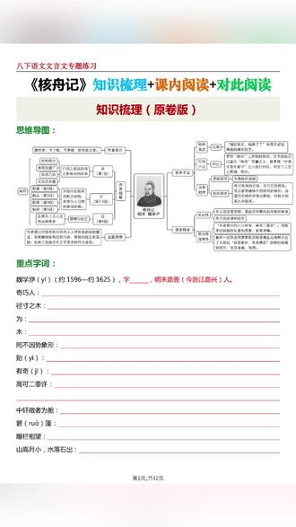 2026年八年级下册语文《核舟记》知识梳理与训练加解析共42页
#八年级 #八年级语文 #八年级下册