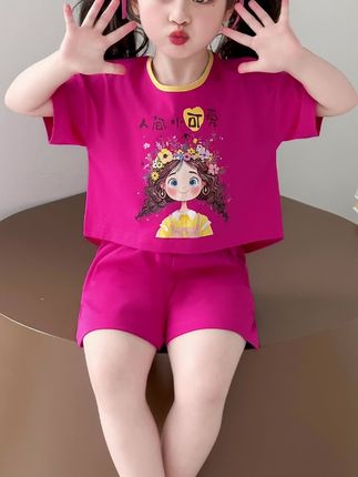 #女童夏季套装 #女宝宝穿搭 女童夏季必备套装,舒适透气还超显白