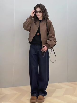 时尚休闲小个子短外套女2025年春秋新款宽松短款百搭棒球夹克上衣