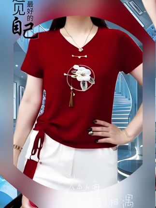 新款 短袖t恤女大码v领洋气百搭打底衫体恤正肩上衣服#百搭上衣 #谁穿都好看