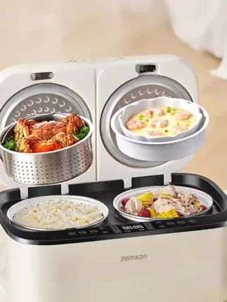 #双胆电饭煲#上蒸下煮#左汤右饭双胆双控不粘锅#一锅四菜不重样