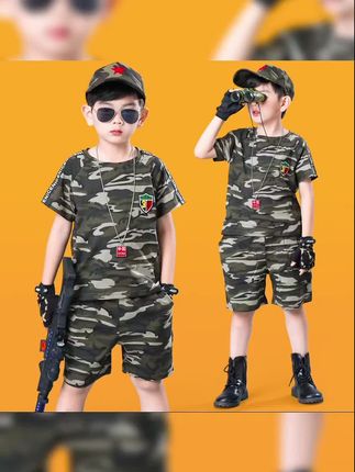 儿童服装男童迷彩服短袖夏装套装宝宝军训运动衣服男 孩特种兵童装#阳光帅气 #潮酷男孩 #帅气出场 @抖音小助手