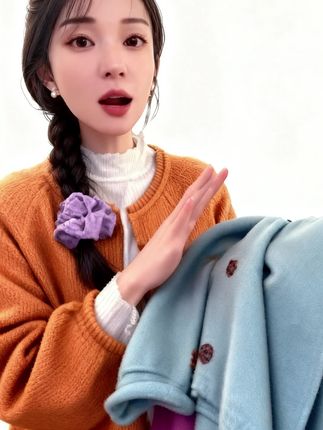 秋季慵懒风纯色女士针织开衫秋冬新款宽松显瘦时尚毛衣短款外套