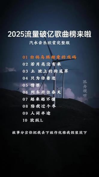 2025流量破亿歌曲榜单来啦!#最爱听的歌