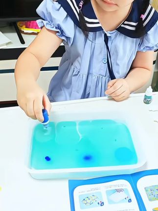 凯蒂卡乐儿童水拓画套装浮水画颜料安全可水洗水印创意diy湿拓画#儿童 #哄娃神器 #画画 #水彩 #宝妈