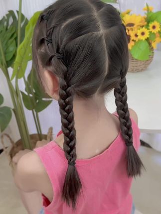 上学就给女儿扎这种简单又洋气的发型,皮筋要选不伤发的,孩子才不会抗拒#儿童编发#女童发型怎么扎#皮筋#儿童发圈#上学发型