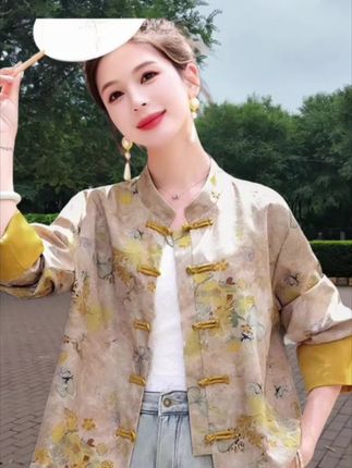 #品质女装 #新中式国风开衫改良旗袍唐装外套女2024年春秋新款盘扣上衣#优雅气质 #完美搭配 #高级穿搭