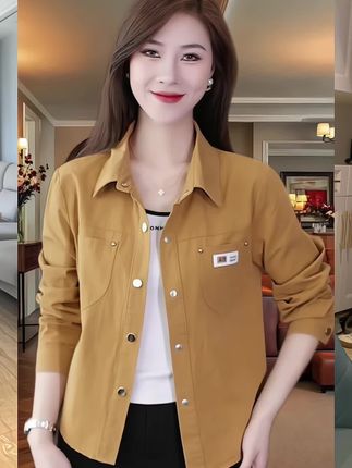 啄木鸟洗水棉牛仔外套女春秋季新款宽松时尚减龄小个子女款上衣短#有运费险放心下单