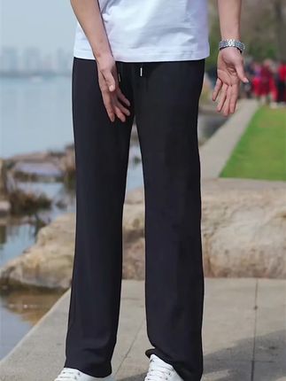 新款垂感冰丝直筒长裤夏季薄款运动宽松休闲裤 #冰丝休闲裤 #宽松休闲裤 #冰丝休闲裤男夏季薄款 #直筒休闲裤