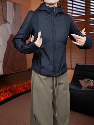 夹棉连帽小外套#外套穿搭 #夹棉外套 #棉服