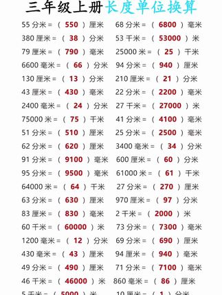 #测量单位换算 是三年级上册的重点,每天练一练,打好数学基础#单位换算#小学数学