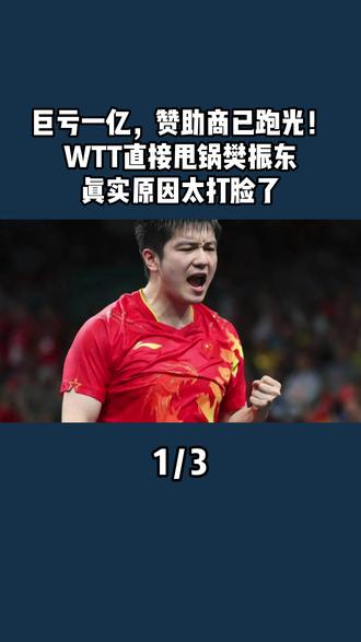 巨亏一亿,赞助商已跑光!WTT直接甩锅樊振东,真实原因太打脸