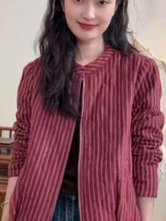 25739-长袖女直下摆短款通勤风棉衣宽松纯色上衣立领气质#长袖外套休闲 #棉服外套穿搭 #东阿阿胶金秋送好礼 #性价比超高