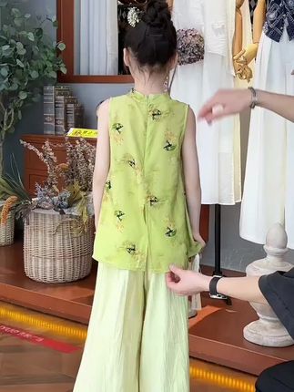 #女童穿搭 #面料柔软舒适 #新中式套装裙 #夏季新款