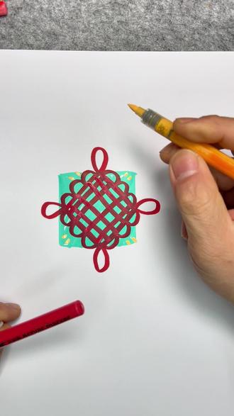 笔尖上的吉祥结:把祝福画进年味儿里! #记忆中的年味回来了#零基础学画画#一起学画画#2026绘画开年挑战#绘画教程@DOU+小助手 @抖音小助手