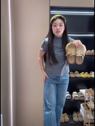 欧货5cm勃肯鞋女2025年秋季新款小个子百搭半拖懒人外穿包头拖鞋#勃肯鞋 #面料柔软舒适 #时尚 #懒人拖鞋 #洋气减龄