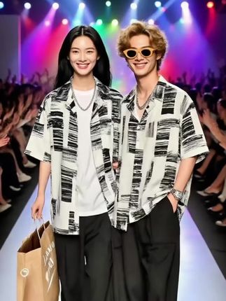 夏威夷短袖花衬衫男士夏季薄款痞帅冰丝速干碎花衬衣潮牌休闲外套 #高级感 #时尚穿搭 #高级的美一定是独立与优雅 #时尚潮流休闲百搭 #高级感穿搭