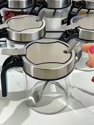 厨房家用调料罐~玻璃调味料瓶~收纳盒密封~容器佐料罐盐罐子~组合套装#玻璃调料罐 #调料瓶#不锈钢调料罐#厨房好物 #好物推荐🔥