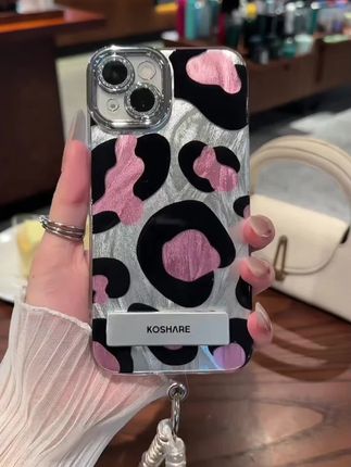 粉色豹纹适用苹果15华为vivo/oppo小米iPhone16精孔羽纱纹手机壳#手机壳 #强烈推荐 #创意手机壳 #颜值高 #好物推荐🔥