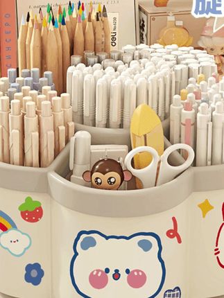 旋转笔筒高颜值简约收纳盒大容量桌面整理笔桶文具学生宿舍学生桌#旋转笔筒 #桌面收纳 #文具好物 #学生宿舍 #简约收纳