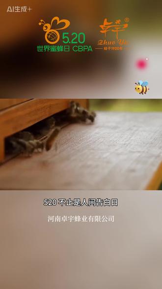 520世界蜜蜂日 520不止爱人,更要爱这只守护地球的小生灵2026世界蜜蜂日,一只蜜蜂,维系万千生机,少用农药、多种花草,用微小行动,陪它们一起振翅前行,愿蜂鸣不息,万物向阳~#养蜂人 #世界蜜蜂日 #卓宇蜂业 #520 #生态平衡