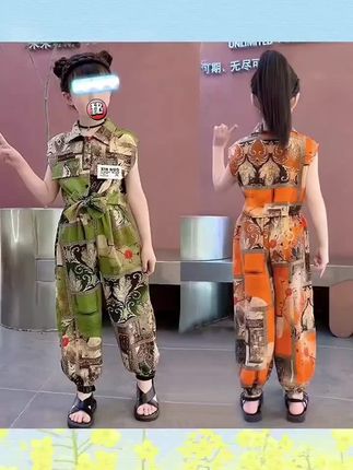 女童夏季套装2025新款网红无袖薄款儿童装女孩时髦洋气休闲两件套