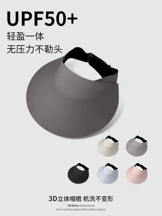 防晒帽加大帽檐黑胶无痕防紫外线空顶帽户外时尚轻薄太阳帽#防晒帽 #遮阳帽 #时尚帽子 #防紫外线帽子 #轻薄帽子