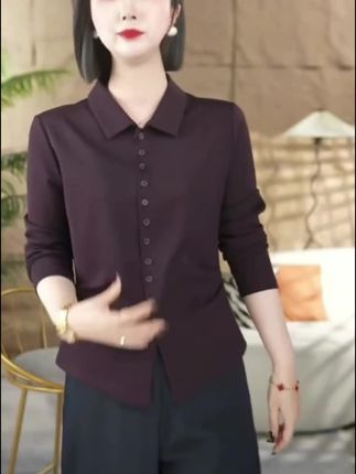 2025新开衫6扣眼秋装简约纯色收腰衬衫扣女气质百搭打底上衣衬衣