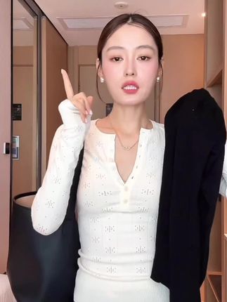 【部分现】辣妹镂空毛针织衫打底亨利长袖修身显瘦女内搭上衣M1177#面料柔软舒适 #洋气减龄 #美女穿搭 #性感#今天穿什么