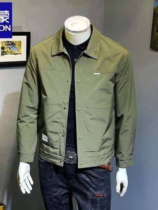 罗蒙夹克男士秋季潮流工装运动翻领上衣服纯色宽松休闲外套男潮流 #男生穿搭 #夹克外套 #穿搭 #今天穿什么 #春秋穿搭