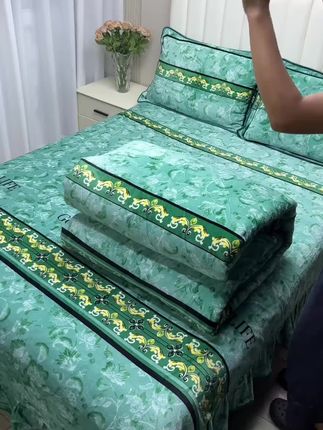 冬季加厚四件套牛奶绒保暖双面绒加绒床裙款床上四件套毛绒