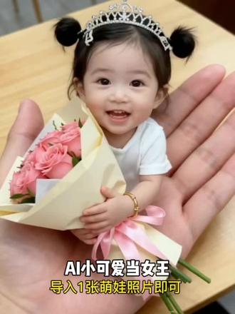 AI小可爱当女王 导入1张萌娃照片即可生成|这也太可爱了吧#一键剪同款 #抖音ai创作