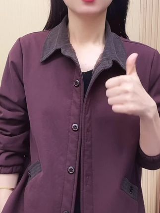 2025秋季新款翻领加绒宽松型妈妈装外套简约时尚百搭大方#秋季新款#加绒妈妈装#简约时尚#秋冬穿搭 #爆款女装