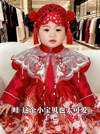 周岁礼服裙秋冬加绒女童婴儿洋气宝宝中国风女宝拜年服小童女孩 #公主礼服裙女童 #高品质童装 #萌娃穿搭 #公主裙 #儿童礼服公主裙